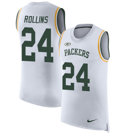 Men's Nike Green Bay Packers 24 Quinten Rollins Limited White Rush Player Name & Number Tank Top NFL Jersey