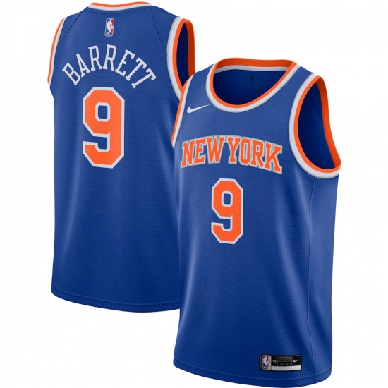 Men's New York Knicks 9 RJ Barrett Nike Blue 2020-21 Swingman Jersey