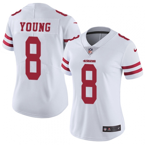 Women's Nike San Francisco 49ers 8 Steve Young Elite White NFL Jersey