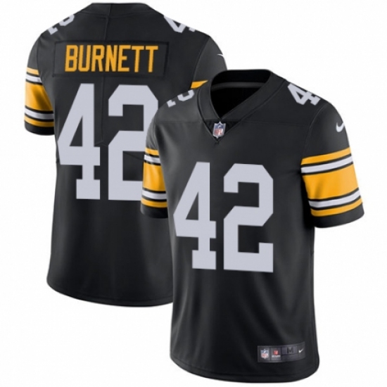 Men's Nike Pittsburgh Steelers 42 Morgan Burnett Black Alternate Vapor Untouchable Limited Player NFL Jersey