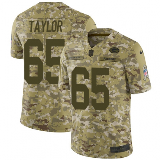 Men's Nike Green Bay Packers 65 Lane Taylor Limited Camo 2018 Salute to Service NFL Jersey