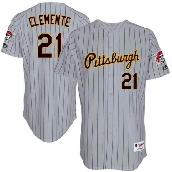 Men's Majestic Pittsburgh Pirates 21 Roberto Clemente Replica Grey 1997 Turn Back The Clock MLB Jersey