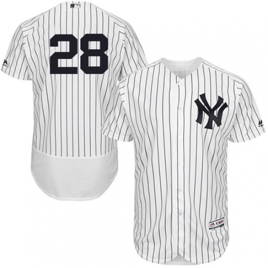Men's Majestic New York Yankees 28 Austin Romine White Home Flex Base Authentic Collection MLB Jersey