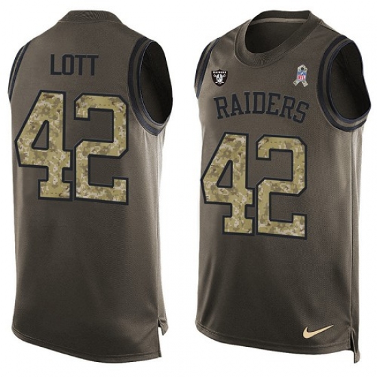 Men's Nike Oakland Raiders 42 Ronnie Lott Limited Green Salute to Service Tank Top NFL Jersey