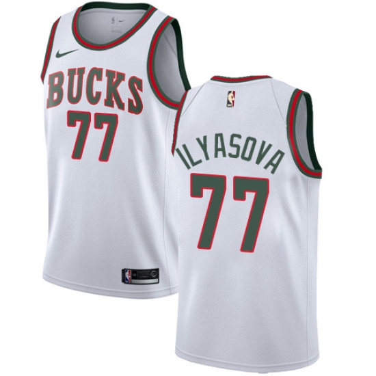 Men's Nike Milwaukee Bucks 77 Ersan Ilyasova Swingman White Fashion Hardwood Classics NBA Jersey