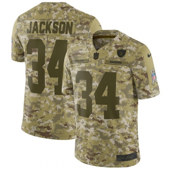 Youth Nike Oakland Raiders 34 Bo Jackson Limited Camo 2018 Salute to Service NFL Jersey