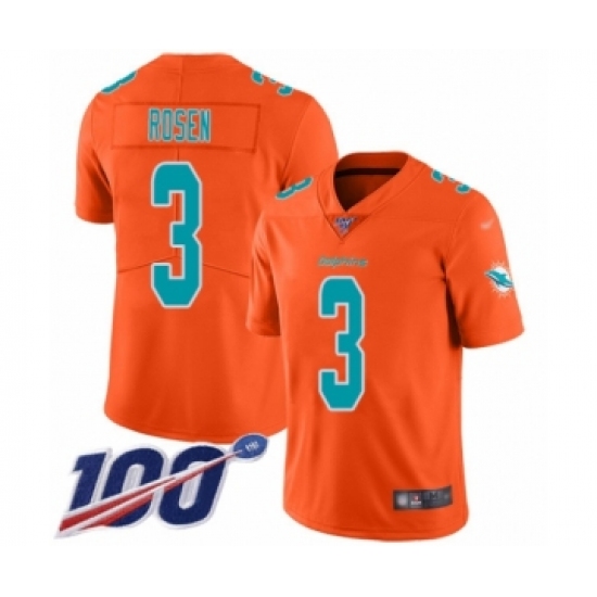 Youth Miami Dolphins 3 Josh Rosen Limited Orange Inverted Legend 100th Season Football Jersey