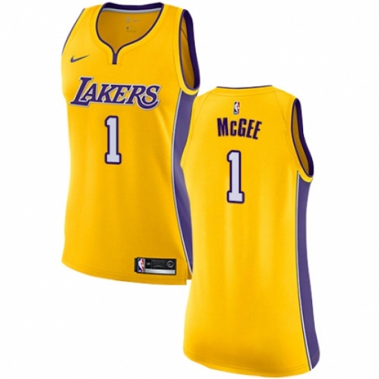 Women's Nike Los Angeles Lakers 1 JaVale McGee Authentic Gold NBA Jersey - Icon Edition