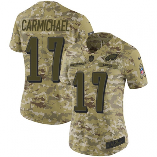 Women's Nike Philadelphia Eagles 17 Harold Carmichael Limited Camo 2018 Salute to Service NFL Jersey
