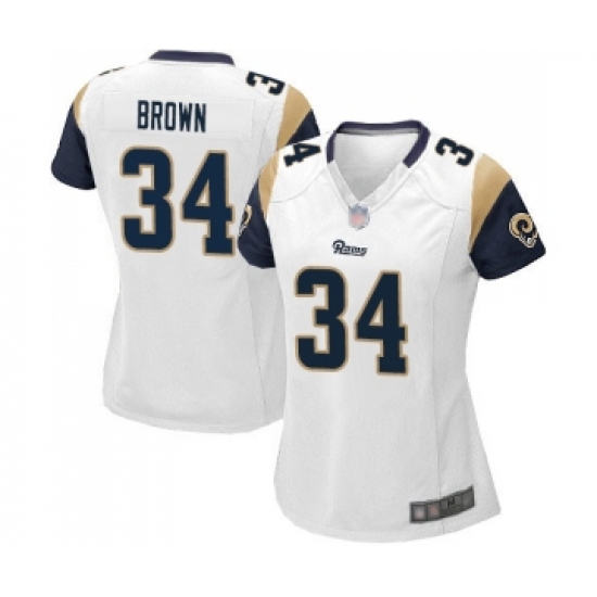 Women's Los Angeles Rams 34 Malcolm Brown Game White Football Jersey