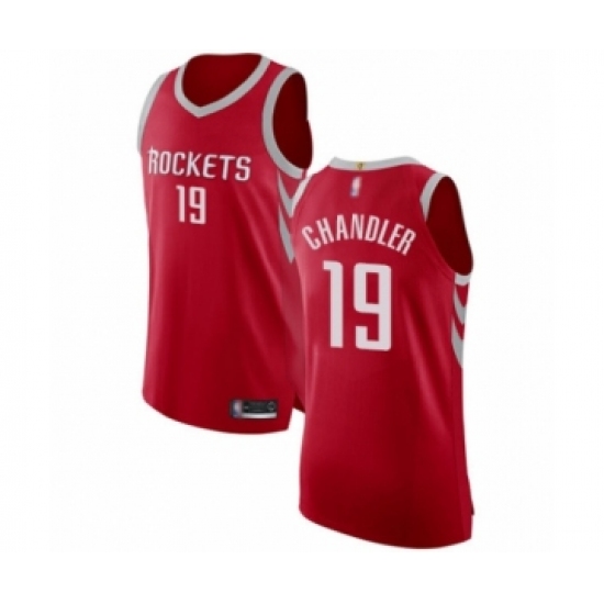 Men's Houston Rockets 19 Tyson Chandler Authentic Red Basketball Jersey - Icon Edition