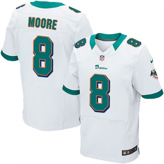 Men's Nike Miami Dolphins 8 Matt Moore Elite White NFL Jersey