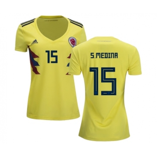 Women's Colombia 15 S.Medina Home Soccer Country Jersey