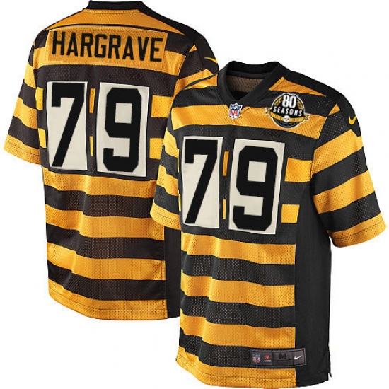Men's Nike Pittsburgh Steelers 79 Javon Hargrave Elite Yellow/Black Alternate 80TH Anniversary Throwback NFL Jersey