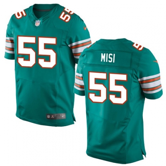 Men's Nike Miami Dolphins 55 Koa Misi Elite Aqua Green Alternate NFL Jersey