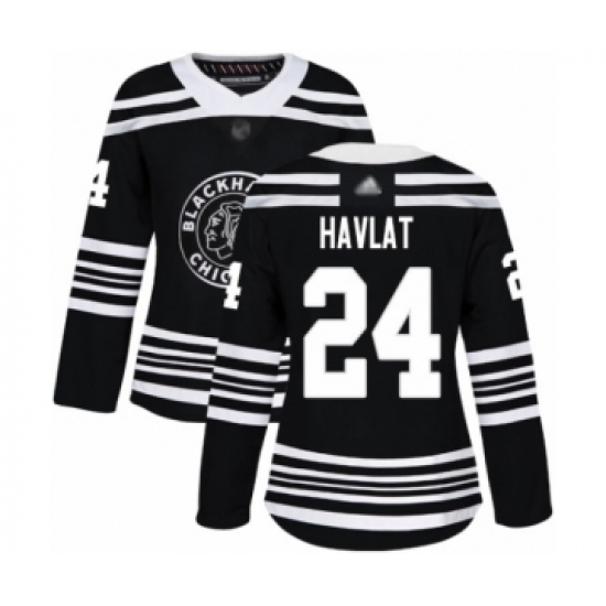 Women's Chicago Blackhawks 24 Martin Havlat Authentic Black Alternate Hockey Jersey