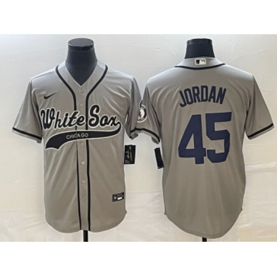 Men's Chicago White Sox 45 Michael Jordan Grey Cool Base Stitched Baseball Jersey1