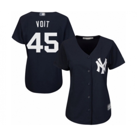 Women's New York Yankees 45 Luke Voit Authentic Navy Blue Alternate Baseball Player Jersey