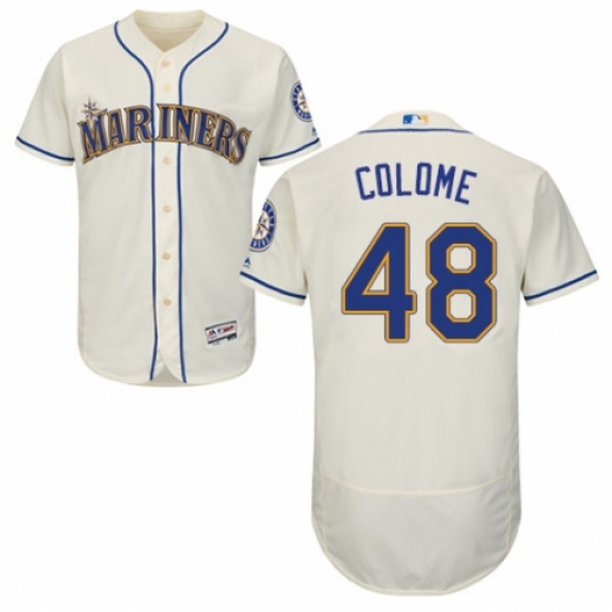 Men's Majestic Seattle Mariners 48 Alex Colome Cream Alternate Flex Base Authentic Collection MLB Jersey