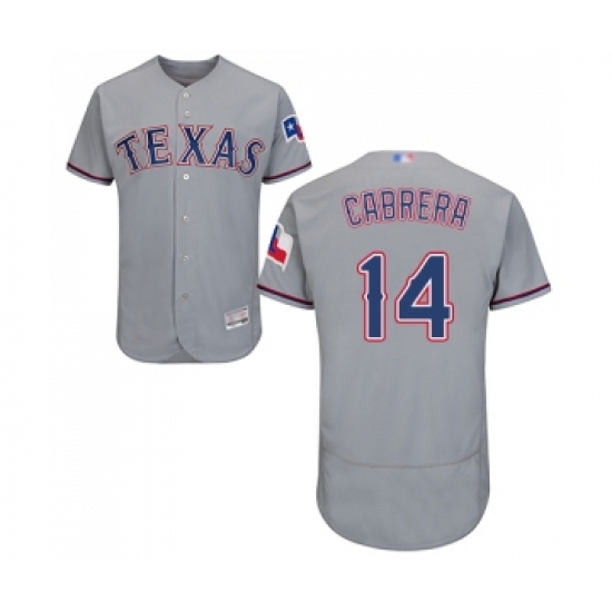 Men's Texas Rangers 14 Asdrubal Cabrera Grey Road Flex Base Authentic Collection Baseball Jersey