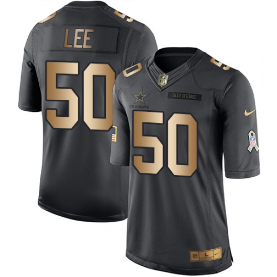 Men's Nike Dallas Cowboys 50 Sean Lee Limited Black/Gold Salute to Service NFL Jersey