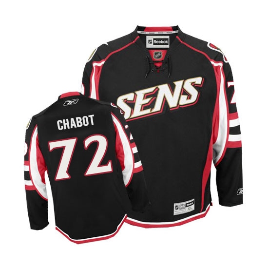 Men's Reebok Ottawa Senators 72 Thomas Chabot Authentic Black Third NHL Jersey