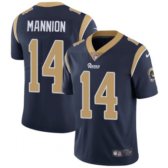 Men's Nike Los Angeles Rams 14 Sean Mannion Navy Blue Team Color Vapor Untouchable Limited Player NFL Jersey