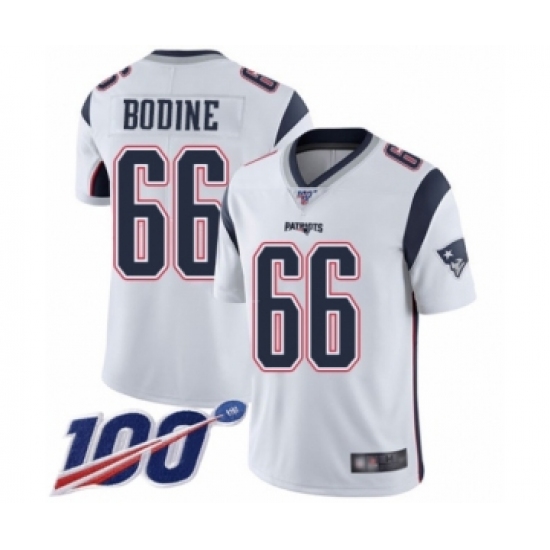 Youth New England Patriots 66 Russell Bodine White Vapor Untouchable Limited Player 100th Season Football Jersey