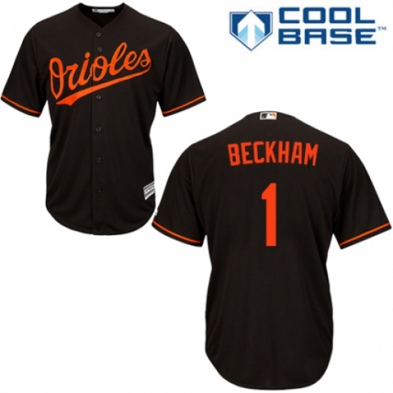 Men's Majestic Baltimore Orioles 1 Tim Beckham Replica Black Alternate Cool Base MLB Jersey