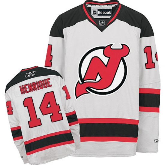 Men's Reebok New Jersey Devils 14 Adam Henrique Authentic White Away NHL Jersey