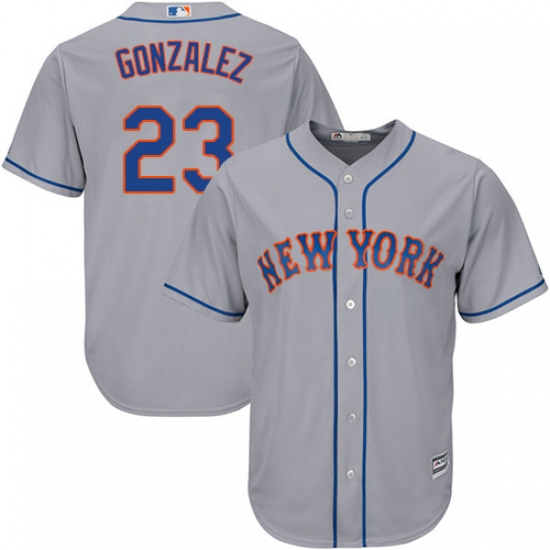 Men's Majestic New York Mets 23 Adrian Gonzalez Replica Grey Road Cool Base MLB Jersey
