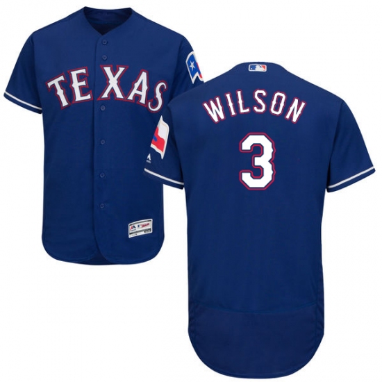 Men's Majestic Texas Rangers 3 Russell Wilson Royal Blue Alternate Flex Base Authentic Collection MLB Jersey
