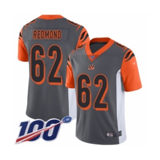 Men's Cincinnati Bengals 62 Alex Redmond Limited Silver Inverted Legend 100th Season Football Jersey