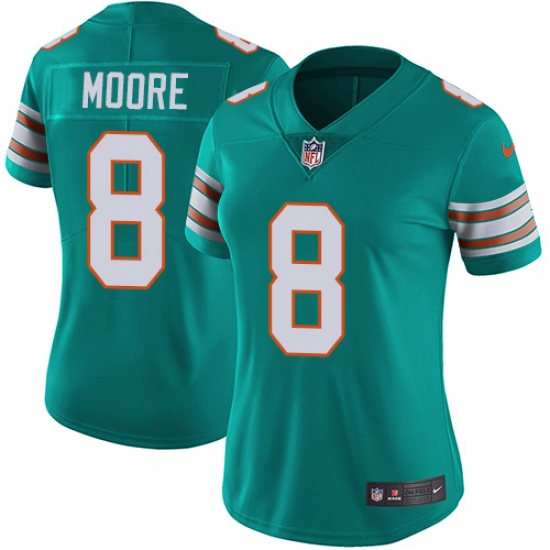 Women's Nike Miami Dolphins 8 Matt Moore Aqua Green Alternate Vapor Untouchable Limited Player NFL Jersey
