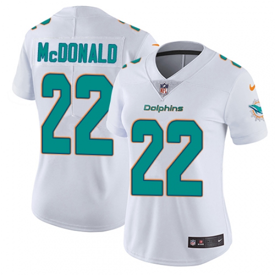 Women's Nike Miami Dolphins 22 T.J. McDonald Elite White NFL Jersey