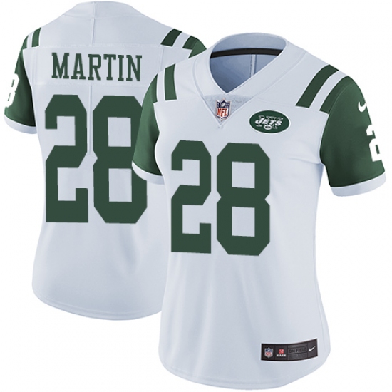 Women's Nike New York Jets 28 Curtis Martin White Vapor Untouchable Limited Player NFL Jersey