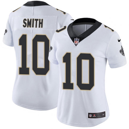 Women's Nike New Orleans Saints 10 Tre'Quan Smith White Vapor Untouchable Limited Player NFL Jersey