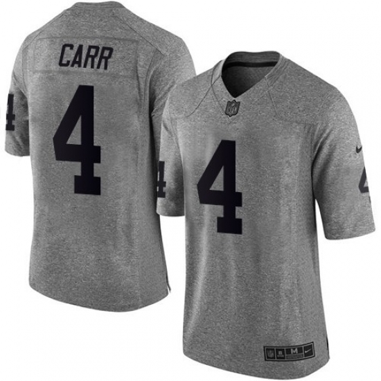 Men's Nike Oakland Raiders 4 Derek Carr Limited Gray Gridiron NFL Jersey