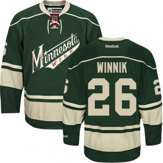 Youth Reebok Minnesota Wild 26 Daniel Winnik Authentic Green Third NHL Jersey