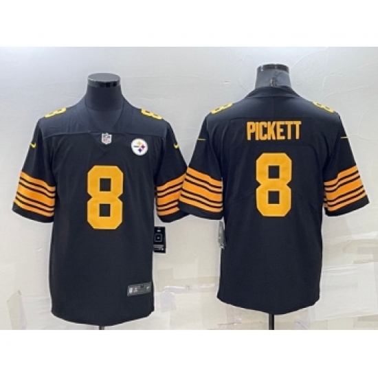 Men's Pittsburgh Steelers 8 Kenny Pickett Black Color Rush Stitched Jersey