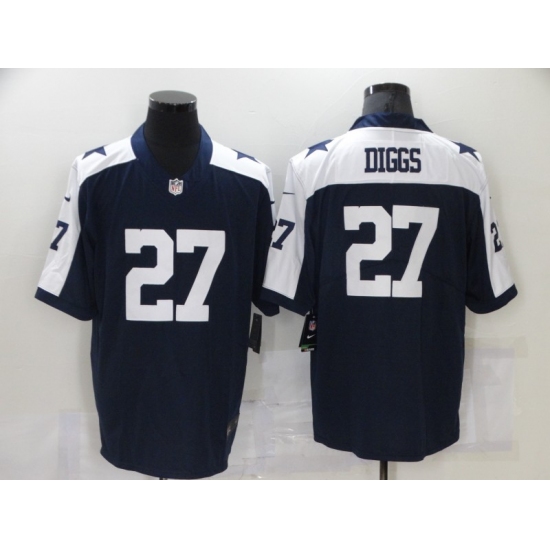 Men's Dallas Cowboys 27 Trevon Diggs Blue Throwback Limited Stitched Football Jersey