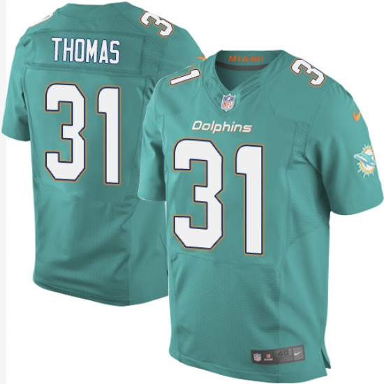 Men's Nike Miami Dolphins 31 Michael Thomas Elite Aqua Green Team Color NFL Jersey