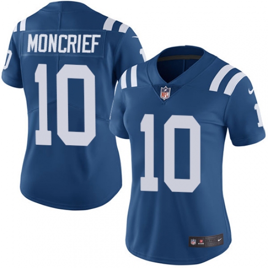 Women's Nike Indianapolis Colts 10 Donte Moncrief Royal Blue Team Color Vapor Untouchable Limited Player NFL Jersey