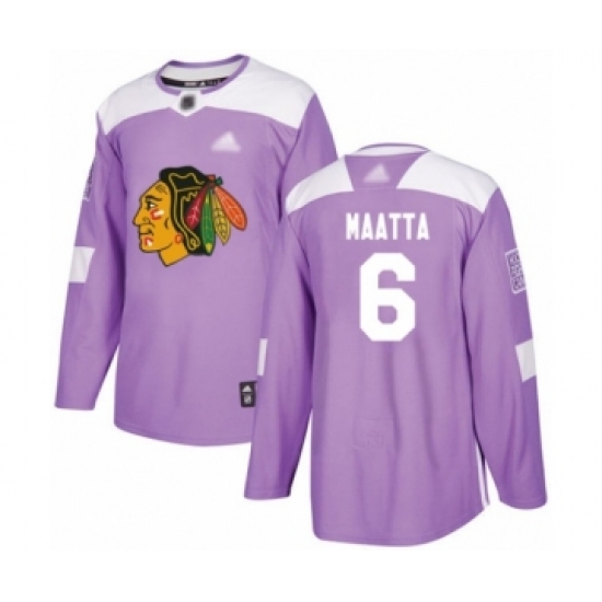 Youth Chicago Blackhawks 6 Olli Maatta Authentic Purple Fights Cancer Practice Hockey Jersey