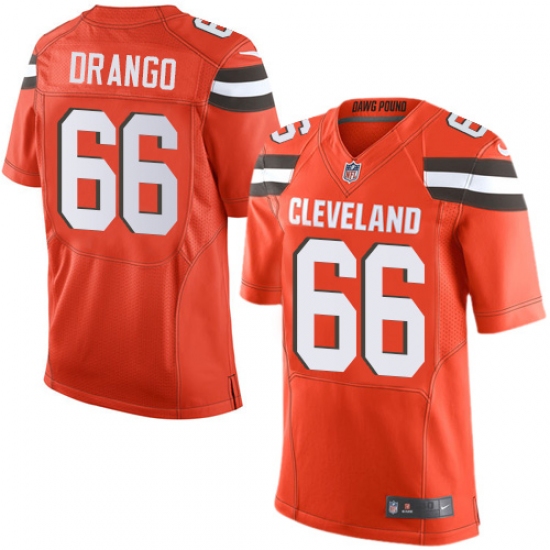 Men's Nike Cleveland Browns 66 Spencer Drango Elite Orange Alternate NFL Jersey