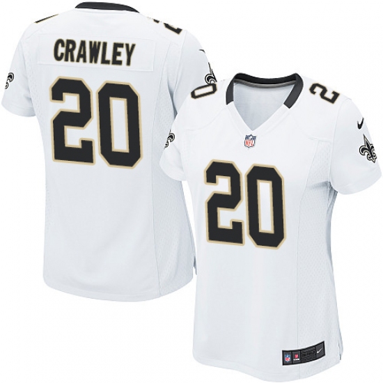 Women's Nike New Orleans Saints 20 Ken Crawley Game White NFL Jersey