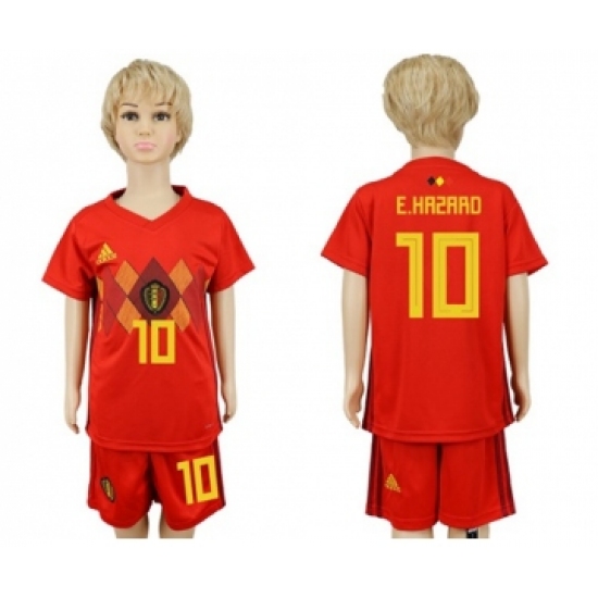 Belgium 10 E.Hazard Red Home Kid Soccer Country Jersey