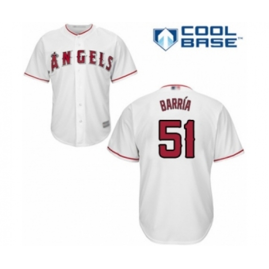 Youth Los Angeles Angels of Anaheim 51 Jaime Barria Authentic White Home Cool Base Baseball Player Jersey