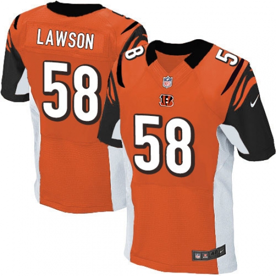 Men's Nike Cincinnati Bengals 58 Carl Lawson Elite Orange Alternate NFL Jersey
