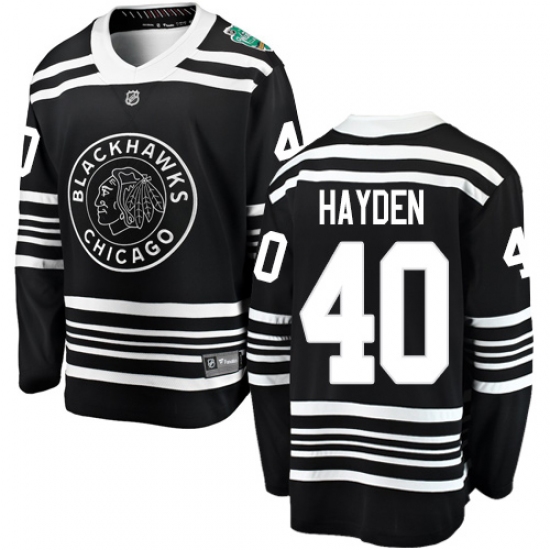 Men's Chicago Blackhawks 40 John Hayden Black 2019 Winter Classic Fanatics Branded Breakaway NHL Jersey